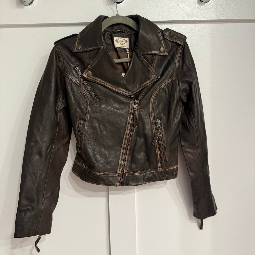 Roxana Leather Jacket - Brown NWT